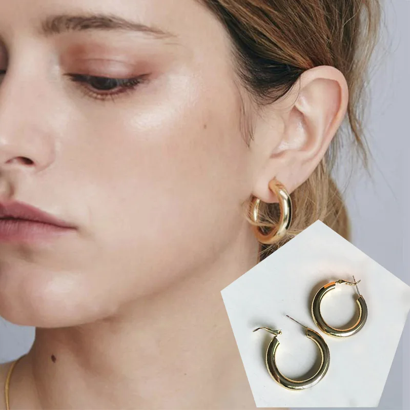 

Europe America Style Punk Hoop Earrings Simple Design Gold Color Hoop Earrings Punk Trending Hoops Classic Jewelry Wholesale