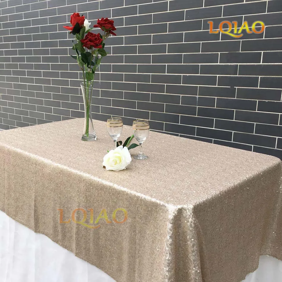 Champagne Серебряная/Золотая прямоугольная скатерть с вышивкой и пайетками, 120x200 см, скатерти с пайетками, ткань для свадьбы, дня рождения, вечеринки, буфета, украшения - Цвет: Champagne
