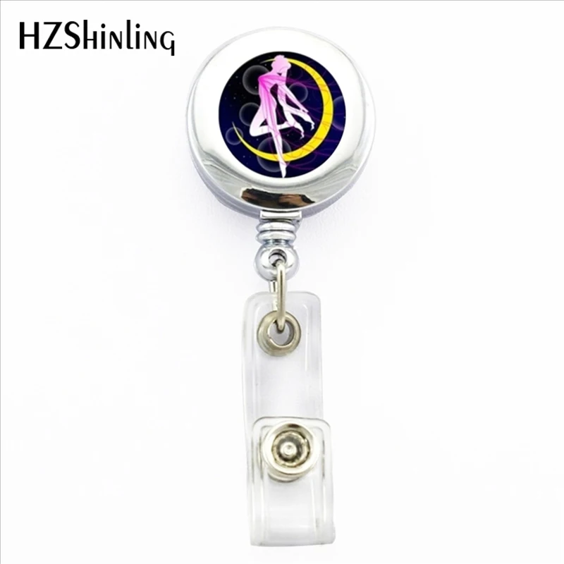 

2017 New Sailor Moon Retractable Badge Holder Star Moon ID Card Holder With Clip Anime Photo Office Badge Reel