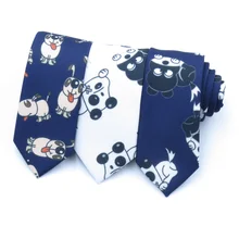 Модная узкая версия, мультяшный индивидуальный креативный галстук для мужчин и женщин, черно-белый галстук для собак, узор для щенков, темно-синий теплый галстук для меня