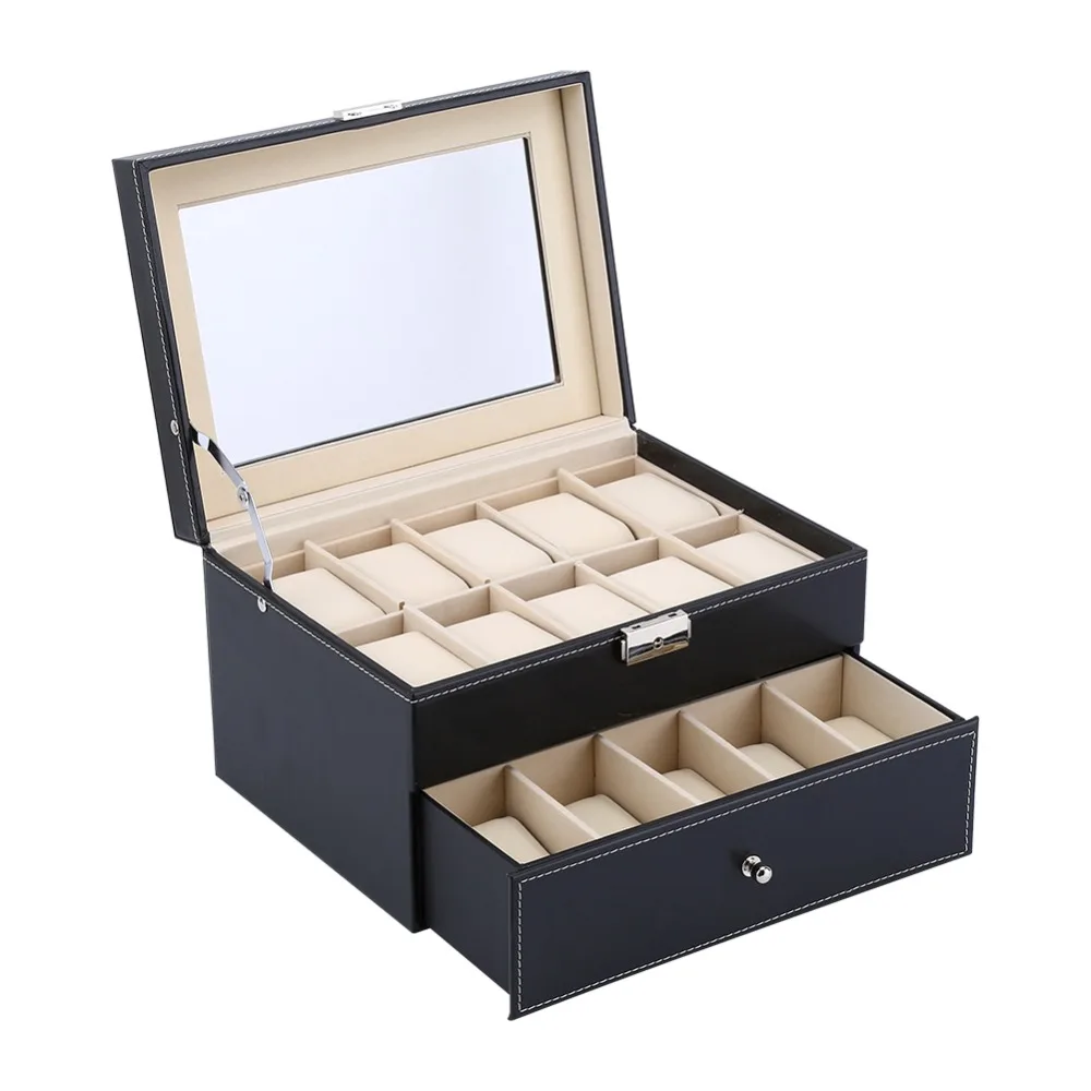 

Stylish Leather Jewelry Box Makeup Casket Jewelry Travel Watch Case Ring Storage Container Tools Box Accessory
