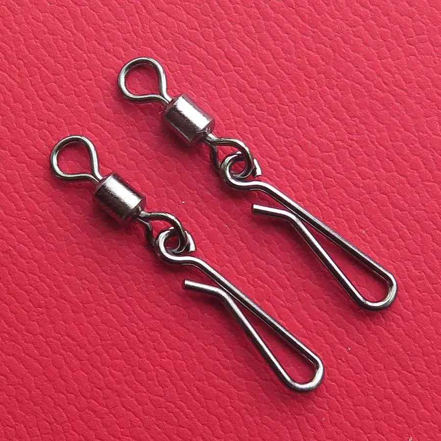 

Minfishing 100 pcs/lot fishing Swivels MS+GS Rolling Swivel with Coastlock Snap Hook Connector Terminal swivel for cap fishing