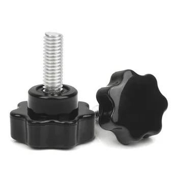 

1Pcs M8 Stainless Steel Star type wood Seven Corners Knob Bakelite Plum blossom Torx Hand handle Screw 40mm OD 10mm-70mm L