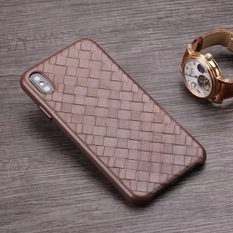 Online Fashion Woven Pattern Genuine Leather Case For iPhone XS MAX XS X XR Original Phone Cover For iPhone 11 Pro XS MAX Back Case