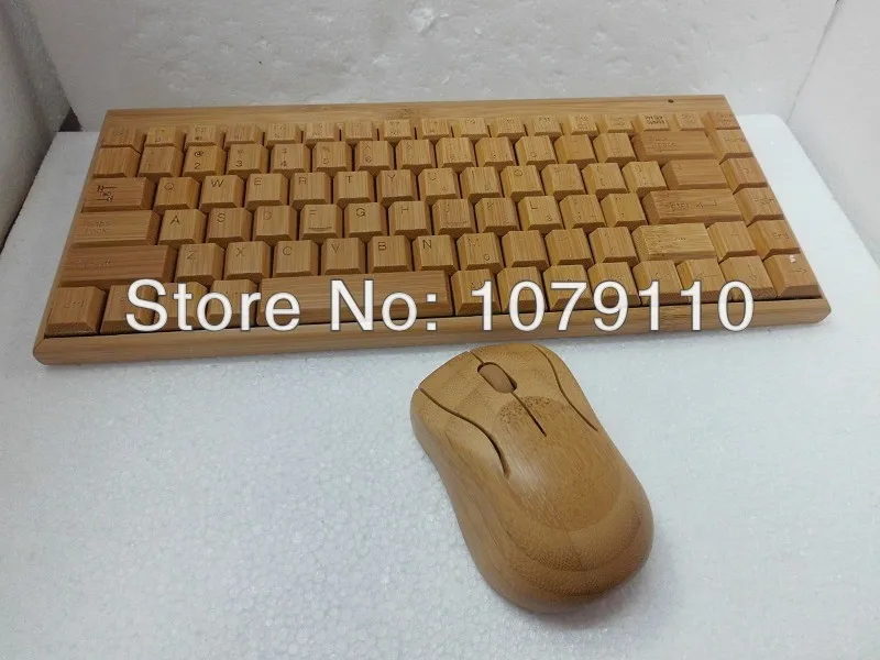

100% Natural Bamboo Wooden handmade Wood PC Multi-media Function wireless Keyboard and Mouse Combo, SKU 01501AC2