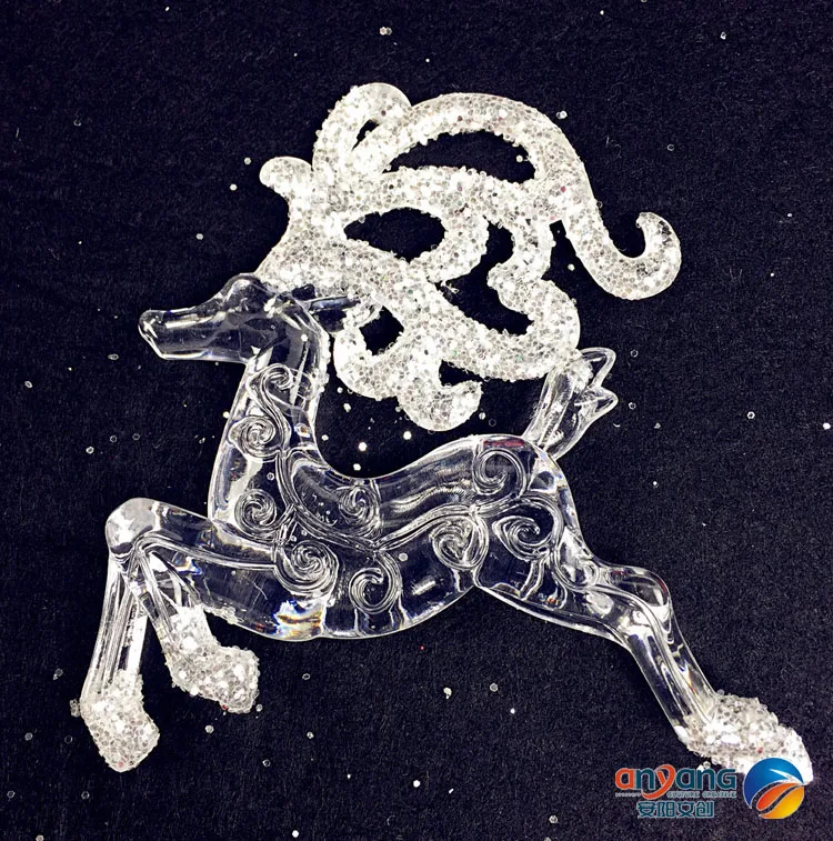

Christmas Ornament Window Decoration 14CM Acrylic Reindeer Diamond Effect