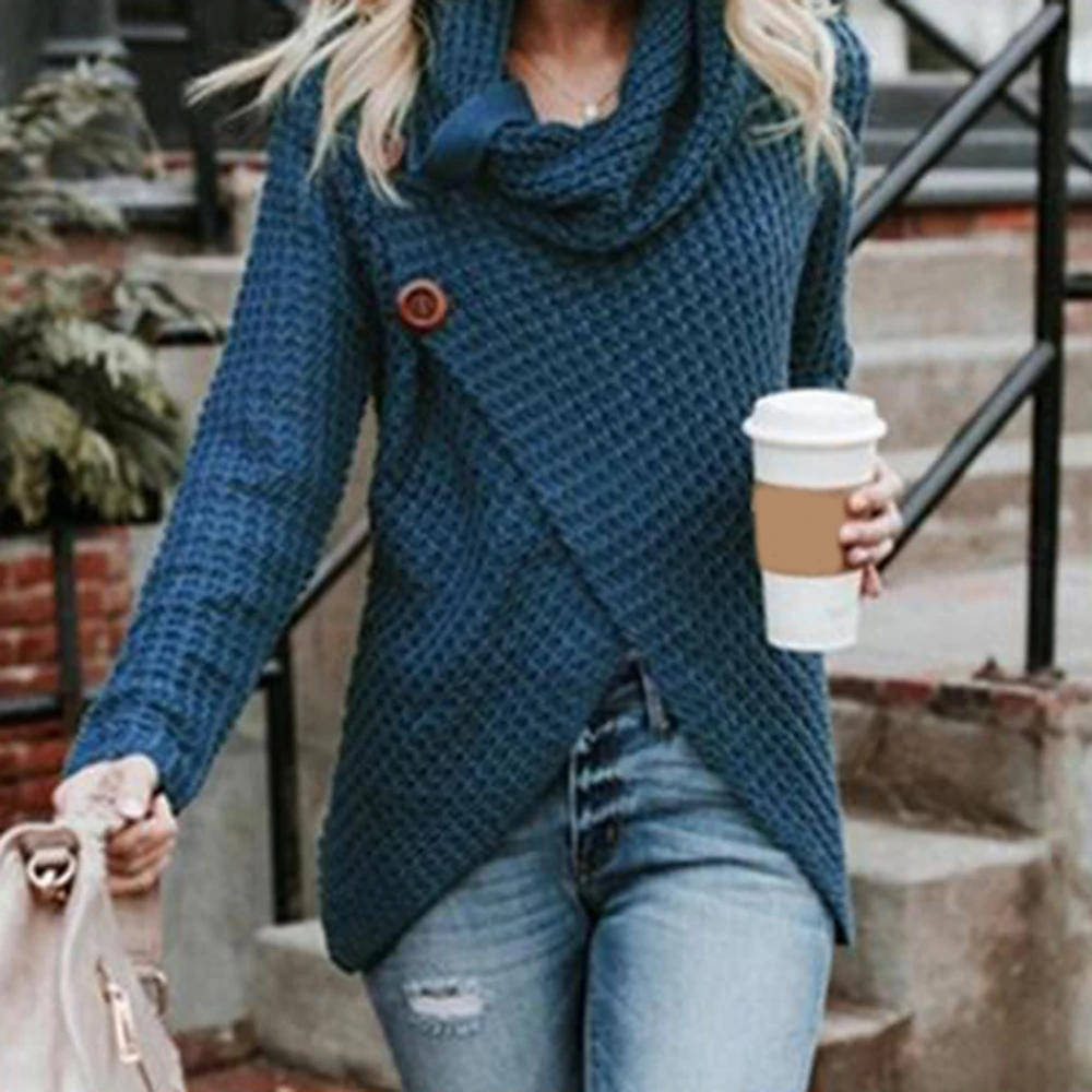 Women Knitted Sweater Jumper 2019 New Autumn Turtleneck Warm Knitwear Office Oversize Sweaters Fashion Cardigan Winter Clothes