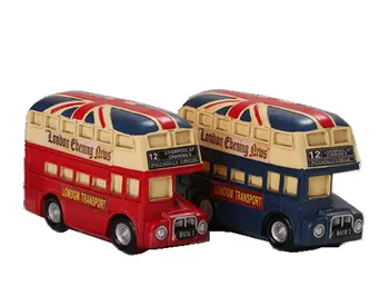 

Handmade Painted British Double-decker Bus Piggy Bank Children 's Toy Money Box Home Decor Coin Jar Favor Craft Gift For Kids