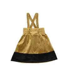 Детское платье на бретелях для девочек вельветовое платье в стиле пэчворк черного и золотистого цвета одежда для студентов модные новые платья на бретелях детская одежда-пачка для девочек