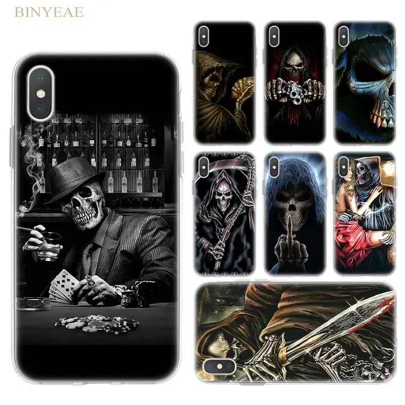 

Grim Reaper Skull Soft Transparent TPU Phone Cases Coque Shell for Apple iPhone X XR Xs Max 8 7 6 6s Plus 5 5S SE