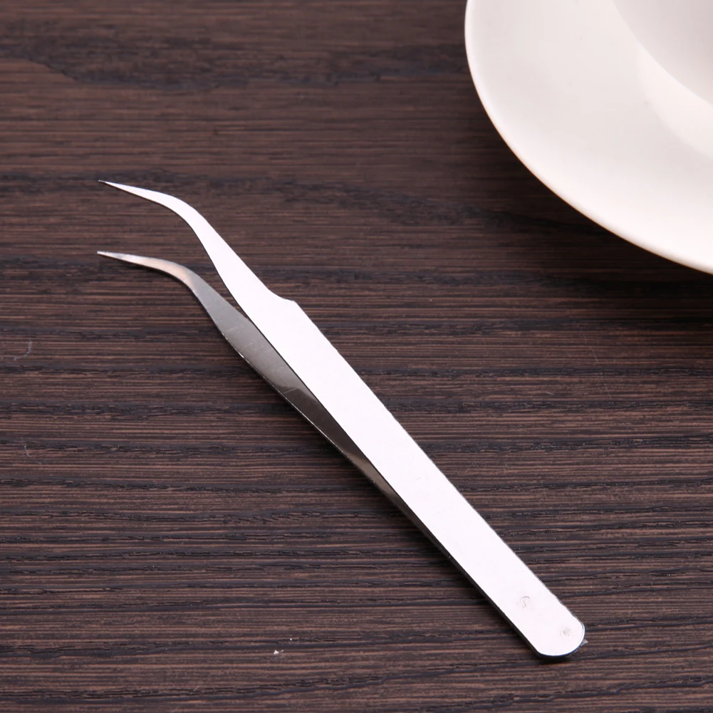 1 Pcs Straight Curved Tweezer Stainless Steel Industrial Anti Static