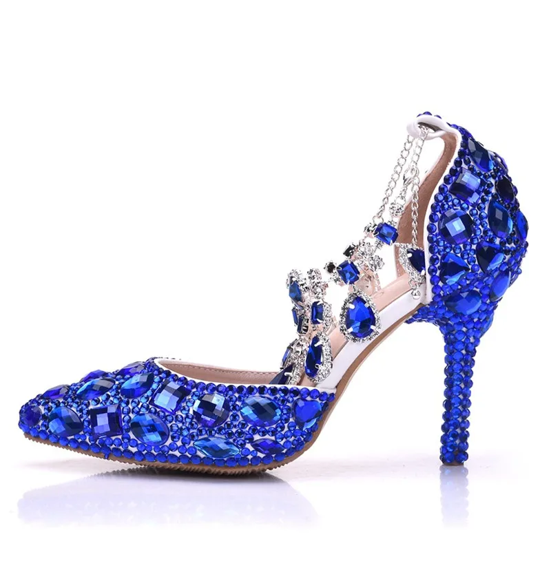 Zuoxiangru Sandalias Mujer Roma lavanda Con La El De Cristal Estilo Azul Zapatos Diamante Hebilla Más Tamaño Bling Correa blanco multiple oro Boda Punta Lujo PSq8rPw