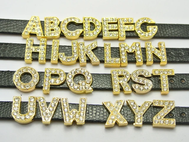 Rhinestone Letter Alphabet Jewelry Charm  Rhinestone Letter Slide Charms -  Wholesale - Aliexpress