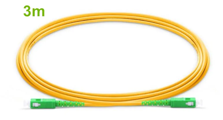 

3m SC APC Patchcord G657A Fiber Patch Cable, Jumper, FTTH Patch Cord Simplex 2.0mm PVC OS2 SM Bend Insensitive Optic Fiber Cable