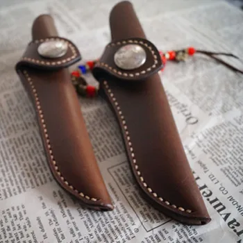 

1PC Handmade Custom Knife Sheath Pure Cowhide EDC Fixed Blade Straight Knife Holder Outdoor Tools Knives Scabbard Equipment Set