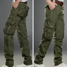 Прочные Брюки мужские Camo Jogger Повседневное размера плюс хлопковые брюки с карманами в стиле милитари Стиль Для мужчин мужские карго Брюки, расцветка черная и хаки большие размеры 40-42