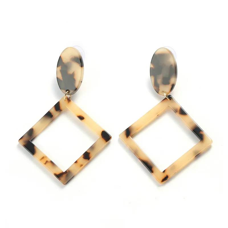 

2019 New Personality Exaggerated Earrings Brown White Acetate Version Geometric Korean Simple Fashion Female Earrings Classic