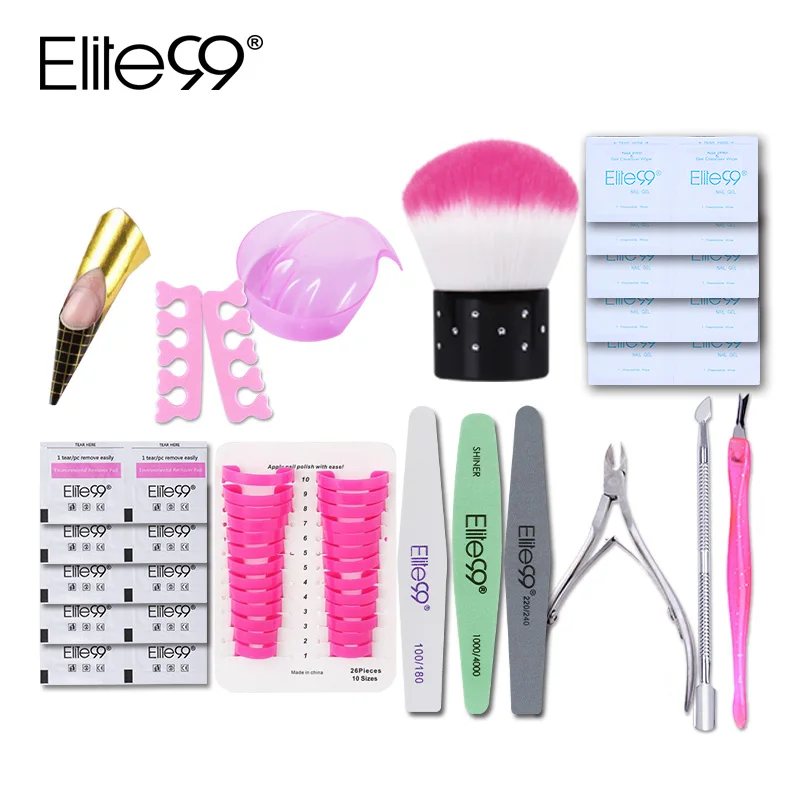 

Elite99 13 pieces/lot Nail Art Pedicure Tools Kit Cuticle Cutter Dead Skin Fork Trimmer Nail Brush Remover Wraps Sanding Files