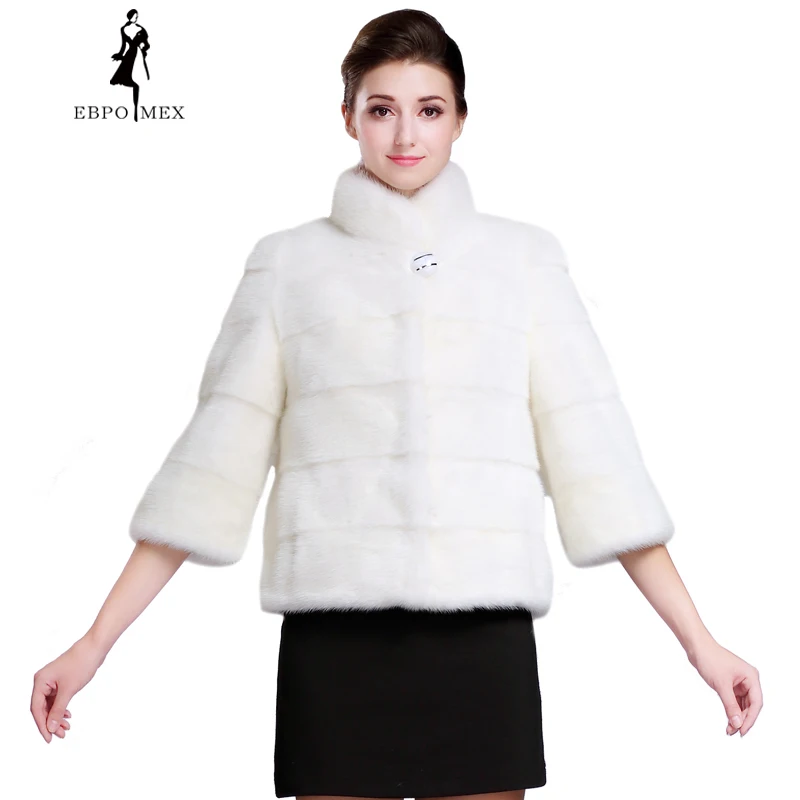 

New Ladies fashion mink coats,lantern Sleeve,Mandarin Collar,Fashion Slim Fur,Short white mink coat,mink fur coat