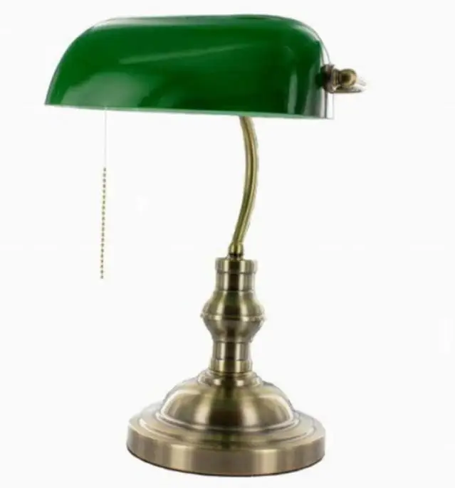 

Classical vintage banker lamp table lamp E27 with switch Multi glass lampshade cover desk lights for bedroom study home reading
