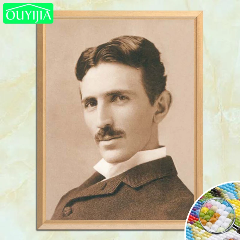 OUYIJIA Scientist Nikola Tesla Portrait 5d алмазная живопись своими руками полностью квадратная