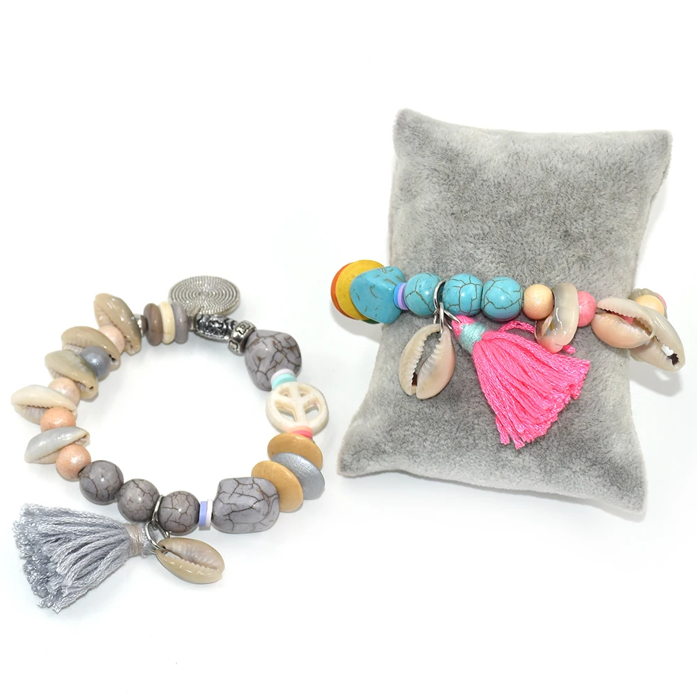 2017 New Bohemia summer sea beach shells bracelets colorful tassels charm bracelet Boho stone beads bangle Bracelets