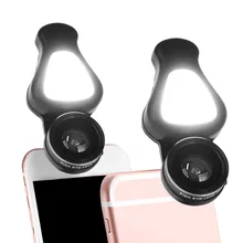 Объектив для мобильного телефона рыбий глаз 0.62X широкоугольный 15X макро селфи заполняющий свет лампа объектив 4 в 1 камера телефон планшет внешний объектив Комплект