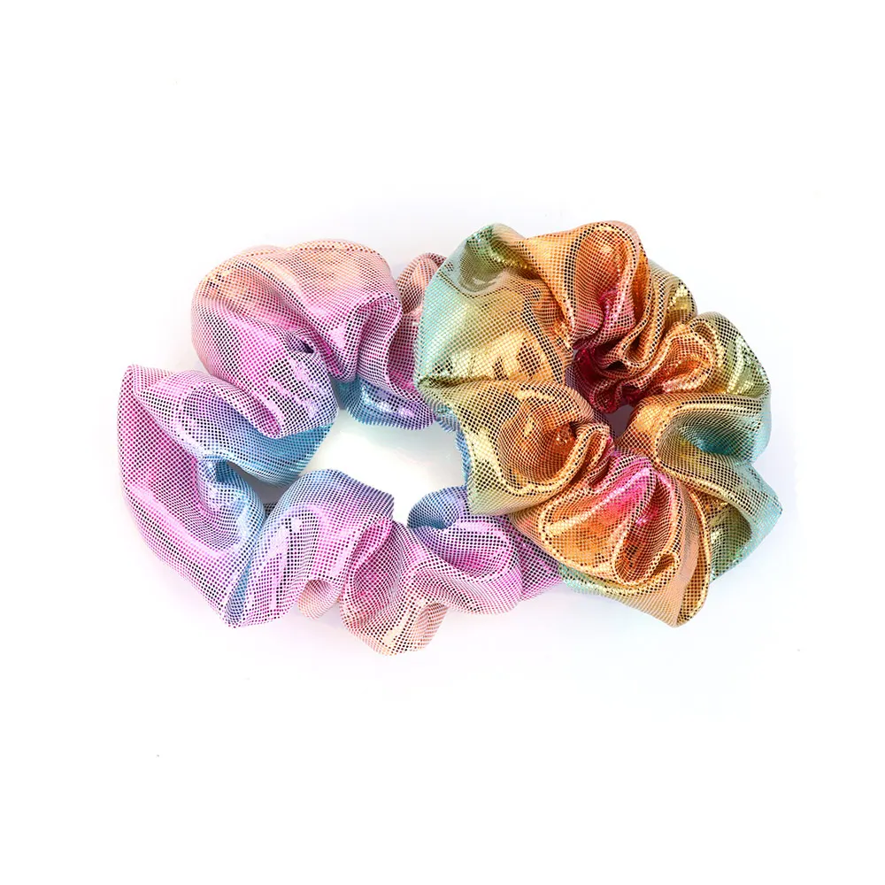 New Elegant Women Elastic Hair Rope Glitter Ponytail Holder Laser Radiation Colorful Hair Ring Scrunchy Hair Band Accessories