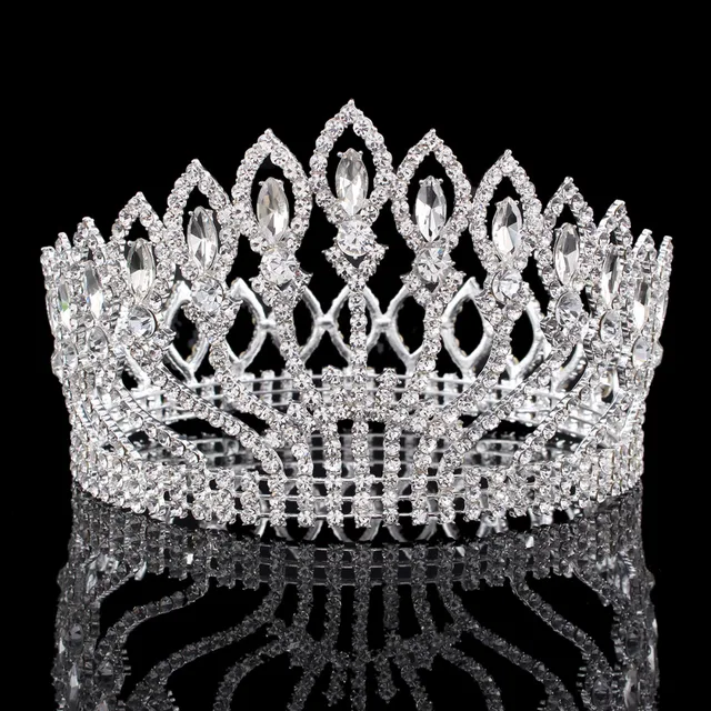 Cheap Vintage Big Rhinestone Prom Princess Crown Crystal Bride flower Tiara Bridal Head Jewelry Pageant Wedding Hair Accessories