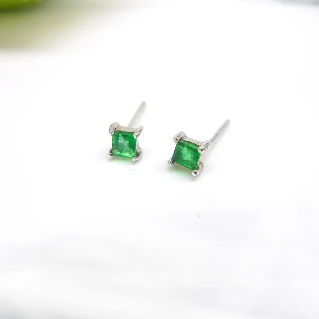Natural Emerald Stud Earrings 0 5 Carat 925 Sterling Silver Natural Emerald Stud Earrings 0 5 Carat 925 Sterling Silver Green Fine Jewelry Wedding Engagement