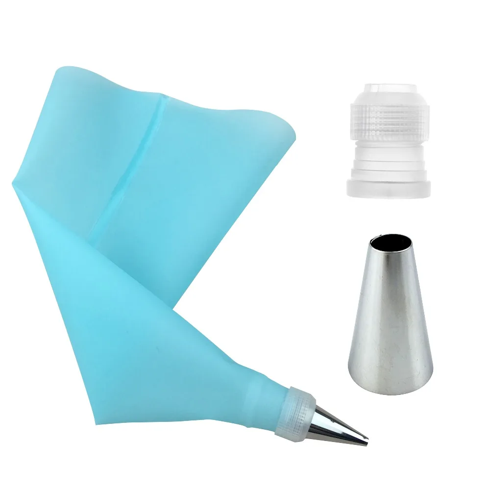 

3PCS/Set Silicone Icing Piping Cream Pastry Bag + 1 PCS Stainless Steel Nozzle Pastry Tips Converter DIY Cake Decorating Tools
