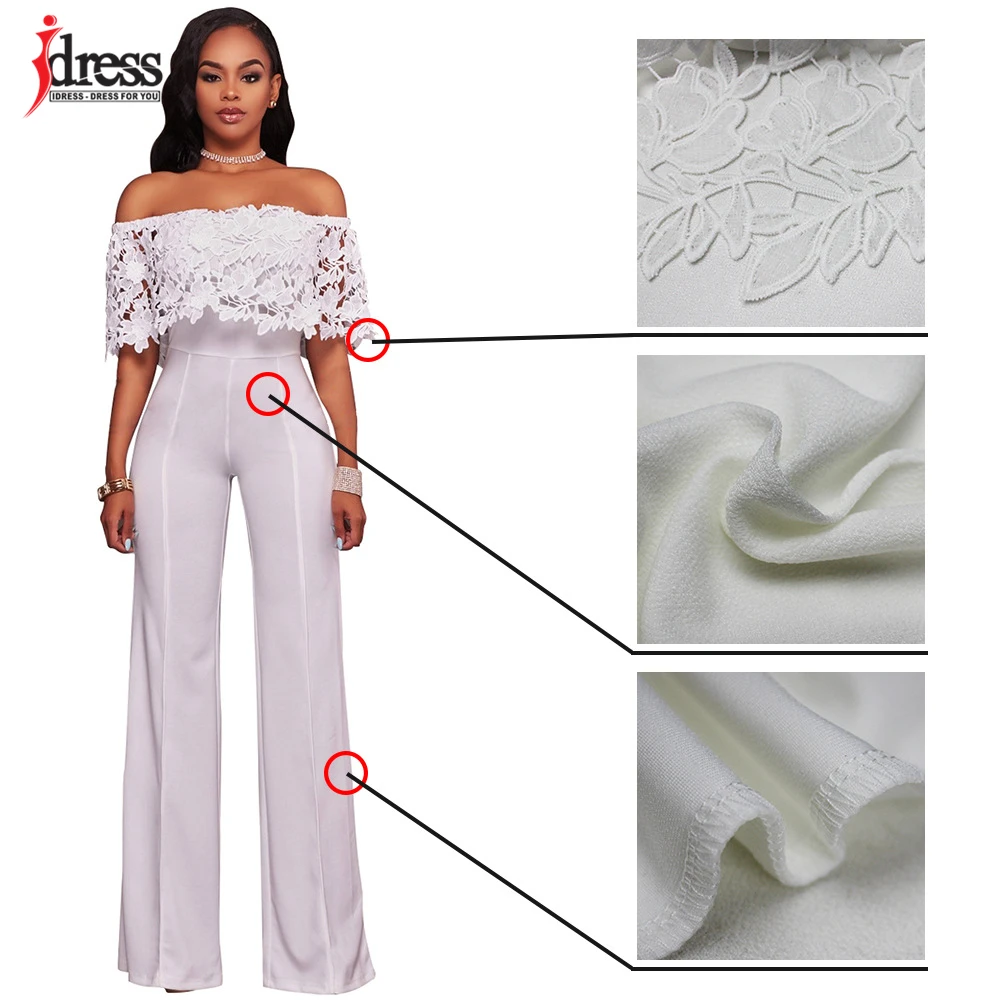 IDress Lace Crochet Rompers Women Jumpsuit Sexy Strapless Bodycon Jumpsuit Wide Leg Black White Yellow Long Pant Romper Overalls (13)