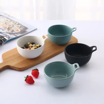 

Bowl Grind ceramic creative single ear bowl Nordic simple rice lovers lovely fruit salad Baked bowl