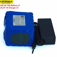 LiitoKal 24V 10Ah 6S5P 18650 Battery Lithium Battery 24V Electric Bicycle Moped Electric Li-ion Battery Pack+25.2V 2A Charger small size 24v 15ah battery pack lithium 24v electric bike li ion battery 29 4v 2a charger