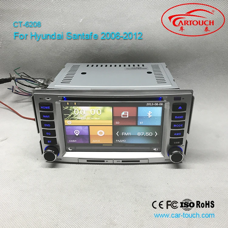 Автомобильный DVD плеер для HYUNDAI/SANTA FE 6 2 2006 два Din 2012 дюйма с GPS навигацией Bluetooth 1080P