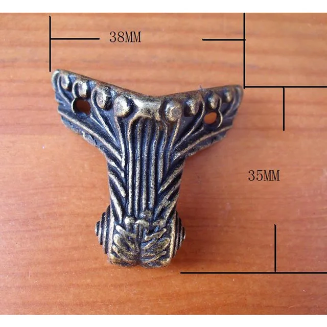 8 шт. 38*35 мм, сплав цинка цветок опора, украшения ноги, Винтаж деревянная коробка, шкаф угловой, бронзовый тон Цвет