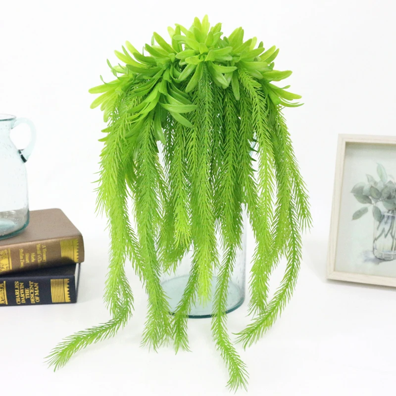 JAROWN Artificial Dragon Grass Green Plants Simulation Plastic Pine Needles Small Hanging Vine For Wedding Decoration Home Decor Flower (8)