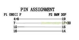 for bmw 20pin to obd 16pin