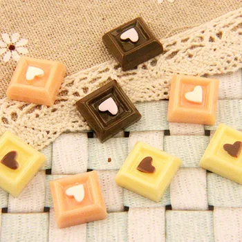 

50pcs/lot flat back resin chocolate with love biscuit Scrapbook Embellishment DIY Phone Decoration 13mm
