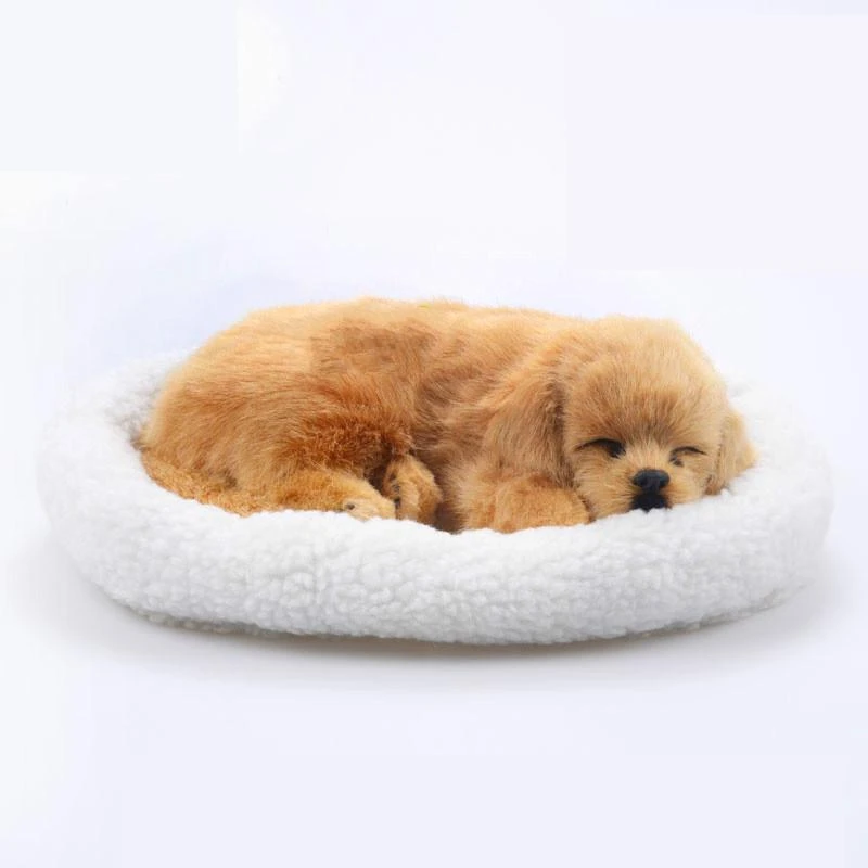 breathing toy dog in basket