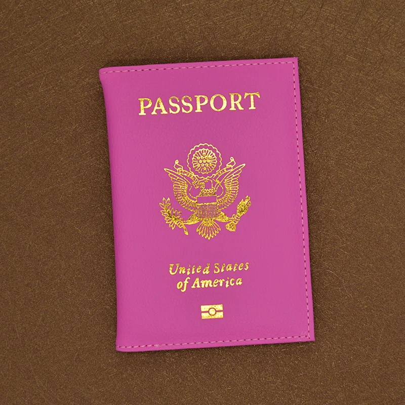 Hot Sale Soft Pu Leather USA Passport Cover Pink Cute Unisex American Passport Covers Women