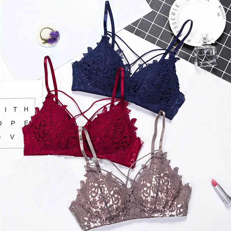 

Adjusted Lace Floral Embroidery Bralette Sexy Lingerie Comfort Seamless Bras For Women Wireless Push Up Bra Underwear