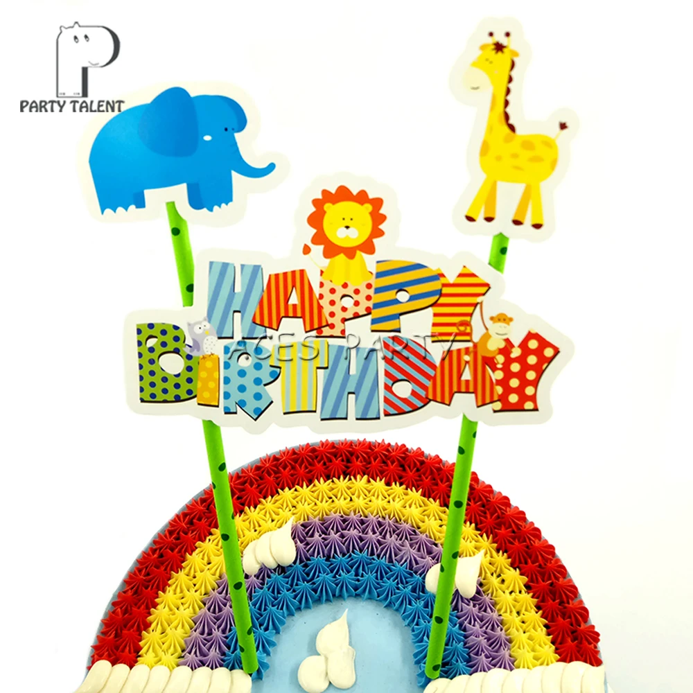 1set Jungle Animals Safari Animals Theme Topper For Kids