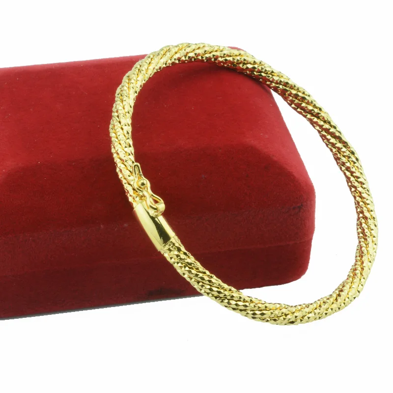 

4mm 60mm Women Gold Color Rope Round Bangles Wire Bracelets Open Jewelry New