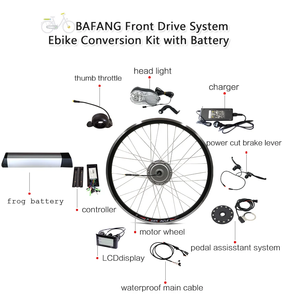 Discount BAFANG Motor Wheel 36V 250W 350W 500W Electric Bike Conversion Kit with 36V 10AH 12AH Lithium Battery 26" 700C 28" Ebike Kit 5