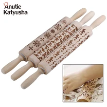 Деревянная Рождественская Скалка Снежинка и собака и кошка рождество тиснение Скалка Для Dropshopping 43*5 см Рождественский ролик