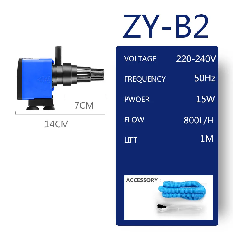 Высокое качество аквариумный фильтр Водяной насос Система циркуляции воды поток распыления воды для аквариума воздушный погружной насос - Цвет: ZY-B2 15W 800LH