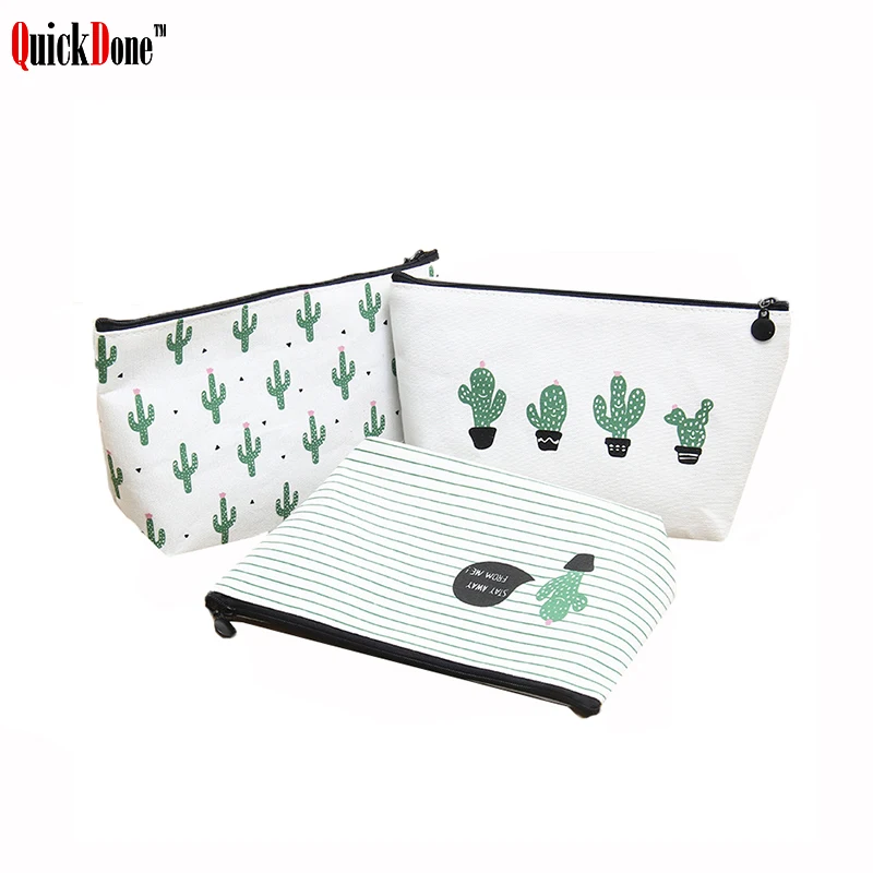 

Female Cosmetic Bag Portable Travel Lady Printing Cactus Ladies Make Up Bags Toiletry Wash Organizer Case Pouch Purse New DK0059