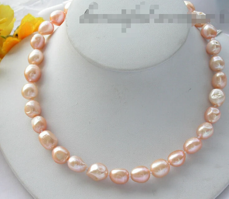 

FREE SHIPPING NEW ***** z3430 NATURAL 17" 13mm pink baroque freshwater pearl necklace HOT HOT sell