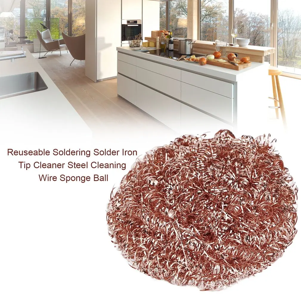 

1 Piece Wire Sponge Ball For Kitchen Cleaning Wood Polishing Reuseable Soldering Solder Iron Tip Cleaner Steel Clean Tool